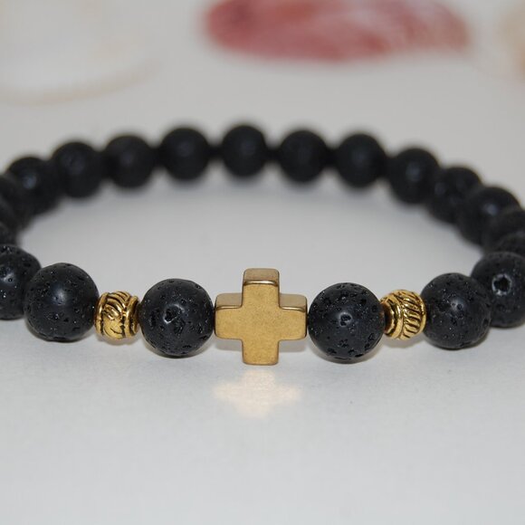 Lava Bracelet,Cross Bracelet,Lava Golden Cross Bracelet - Picture 2 of 2